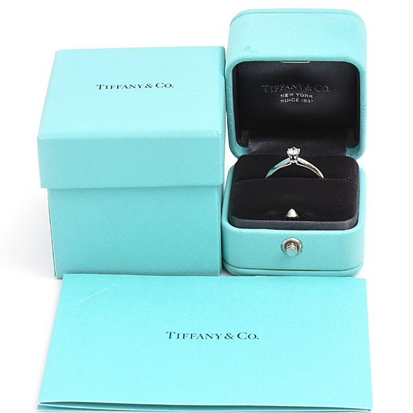 ティファニー 指輪 レディース ダイヤ ソリティア リング 15号 D0.21ct 立爪 H-VS1-EX プラチナ PT950 TIFFANY 中古