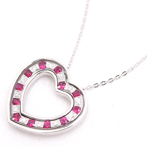 ダミアーニ ネックレス レディース ベルエポック ハート ダイヤ×ルビー ネックレス ホワイトゴールド DAMIANI 750WG 中古