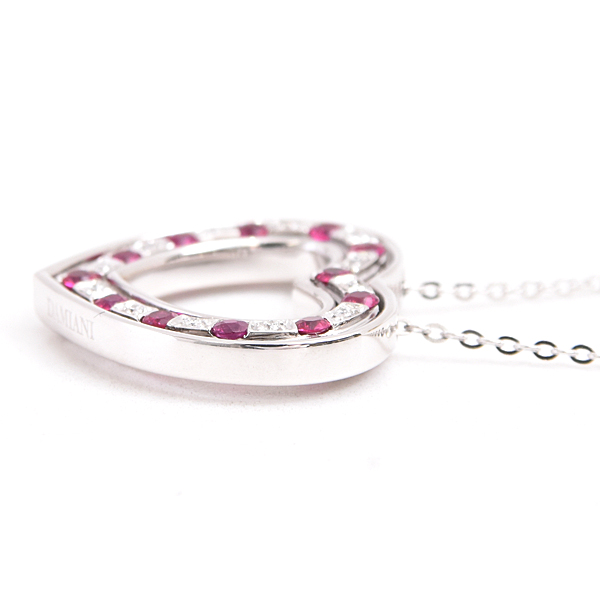 ダミアーニ ネックレス レディース ベルエポック ハート ダイヤ×ルビー ネックレス ホワイトゴールド DAMIANI 750WG 中古