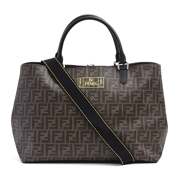 フェンディ バッグ メンズ レディース ズッカ トートバッグ 2WAY ブラウン PVC FENDI 7VA467 中古