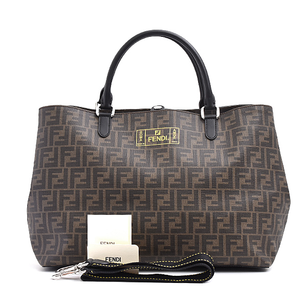 フェンディ バッグ メンズ レディース ズッカ トートバッグ 2WAY ブラウン PVC FENDI 7VA467 中古