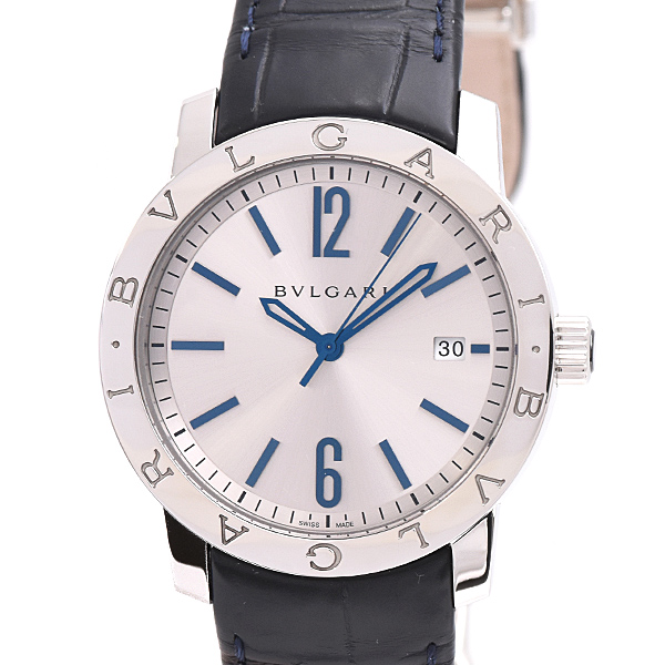 ブルガリ 時計 メンズ ブルガリブルガリ ソロテンポ 自動巻 シルバー文字盤  裏スケ ステンレス SS BVLGARI BB39C6SLD 中古