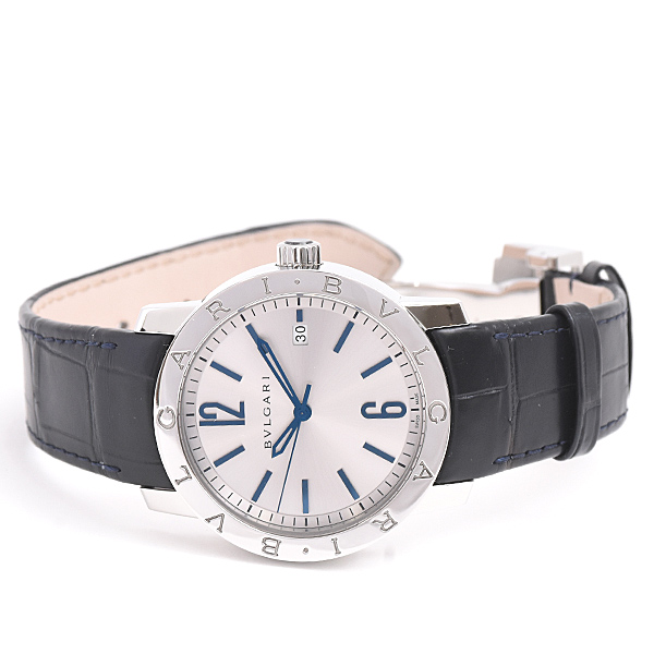 ブルガリ 時計 メンズ ブルガリブルガリ ソロテンポ 自動巻 シルバー文字盤  裏スケ ステンレス SS BVLGARI BB39C6SLD 中古