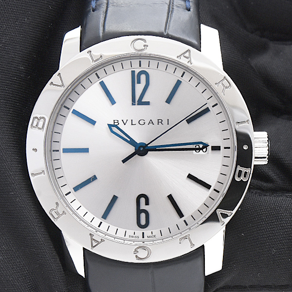 ブルガリ 時計 メンズ ブルガリブルガリ ソロテンポ 自動巻 シルバー文字盤  裏スケ ステンレス SS BVLGARI BB39C6SLD 中古