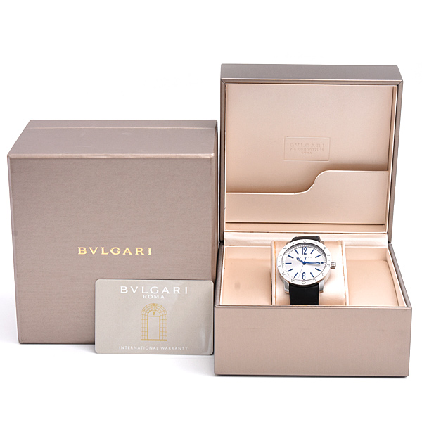 ブルガリ 時計 メンズ ブルガリブルガリ ソロテンポ 自動巻 シルバー文字盤  裏スケ ステンレス SS BVLGARI BB39C6SLD 中古