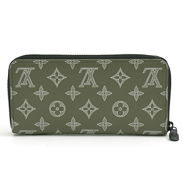 ルイヴィトン 財布 メンズ ジッピーウォレット ホリゾンタル モノグラムシャドウ オリーブグリーン Louis Vuitton M12578 中古