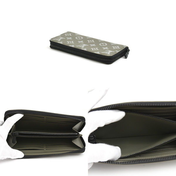 ルイヴィトン 財布 メンズ ジッピーウォレット ホリゾンタル モノグラムシャドウ オリーブグリーン Louis Vuitton M12578 中古