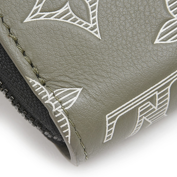 ルイヴィトン 財布 メンズ ジッピーウォレット ホリゾンタル モノグラムシャドウ オリーブグリーン Louis Vuitton M12578 中古