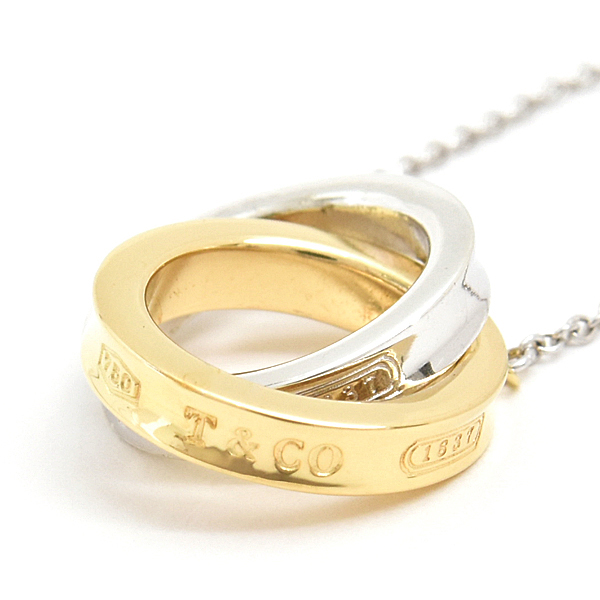 ティファニー ネックレス レディース 1837 インターロッキング サークル ペンダント シルバー イエローゴールド TIFFANY SV925×750YG 中古