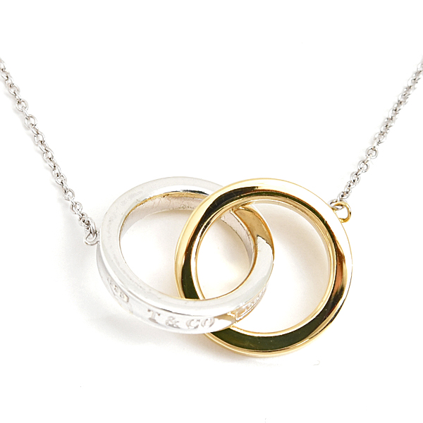 ティファニー ネックレス レディース 1837 インターロッキング サークル ペンダント シルバー イエローゴールド TIFFANY SV925×750YG 中古