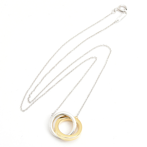 ティファニー ネックレス レディース 1837 インターロッキング サークル ペンダント シルバー イエローゴールド TIFFANY SV925×750YG 中古