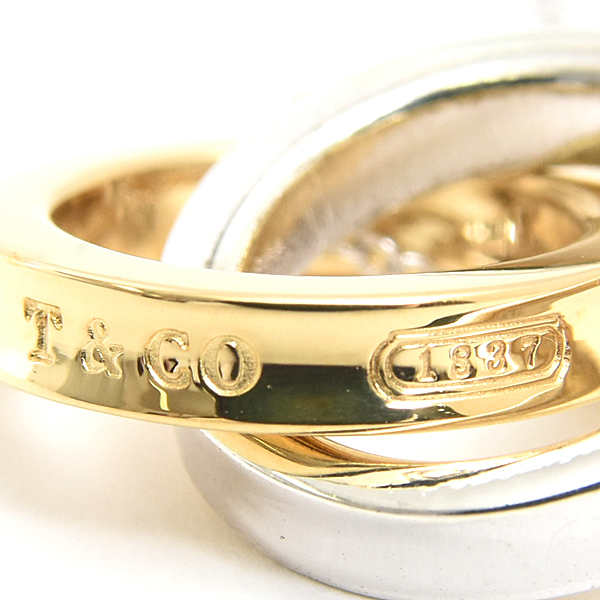 ティファニー ネックレス レディース 1837 インターロッキング サークル ペンダント シルバー イエローゴールド TIFFANY SV925×750YG 中古