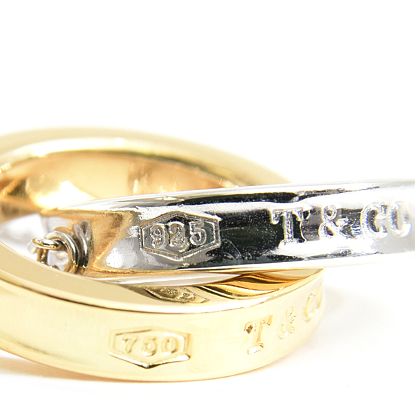 ティファニー ネックレス レディース 1837 インターロッキング サークル ペンダント シルバー イエローゴールド TIFFANY SV925×750YG 中古