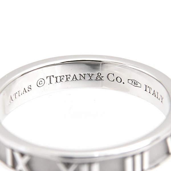 ティファニー 指輪 メンズ アトラス リング 17号強程度 幅4mm ホワイトゴールド TIFFANY 750WG K18 中古