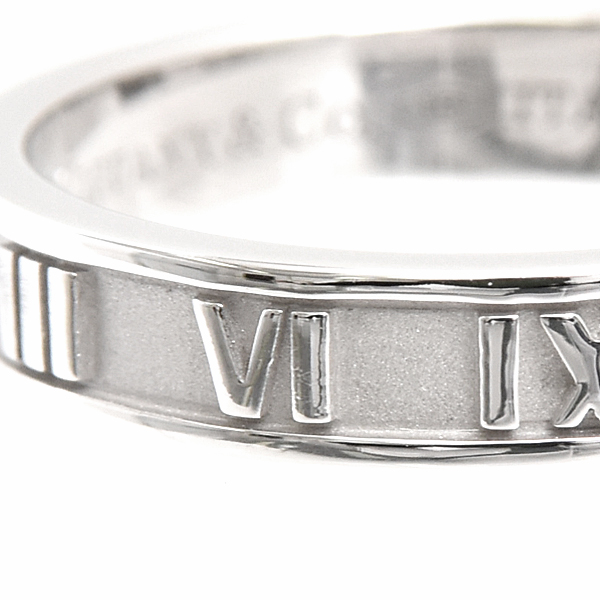 ティファニー 指輪 メンズ アトラス リング 17号強程度 幅4mm ホワイトゴールド TIFFANY 750WG K18 中古