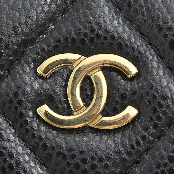 シャネル バッグ レディース マトラッセ コスメポーチ キャビアスキン ランダム ブラック CHANEL A80910 中古