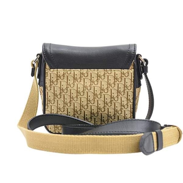 クリスチャンディオール バッグ ユニセックス トロッター ショルダーバッグ キャンバス ブラック×ブラウン Christian Dior 中古
