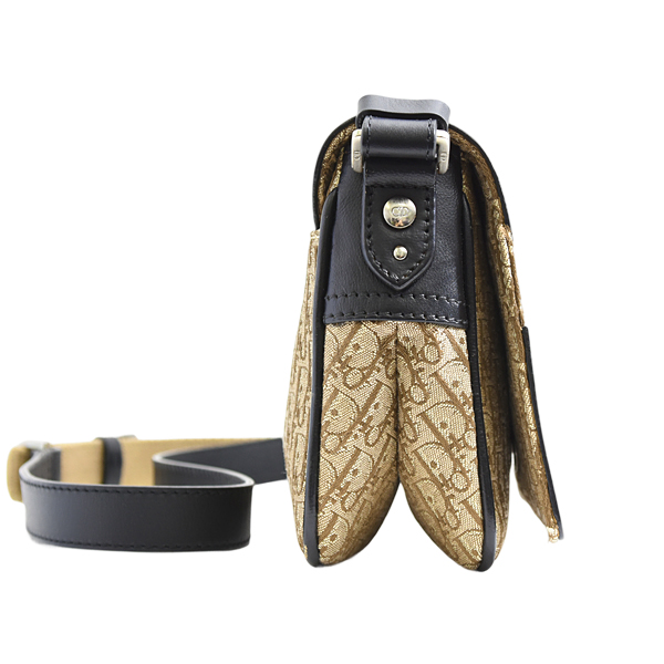 クリスチャンディオール バッグ ユニセックス トロッター ショルダーバッグ キャンバス ブラック×ブラウン Christian Dior 中古