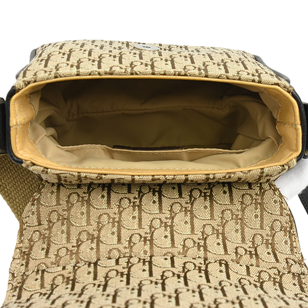 クリスチャンディオール バッグ ユニセックス トロッター ショルダーバッグ キャンバス ブラック×ブラウン Christian Dior 中古