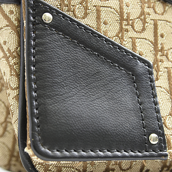 クリスチャンディオール バッグ ユニセックス トロッター ショルダーバッグ キャンバス ブラック×ブラウン Christian Dior 中古