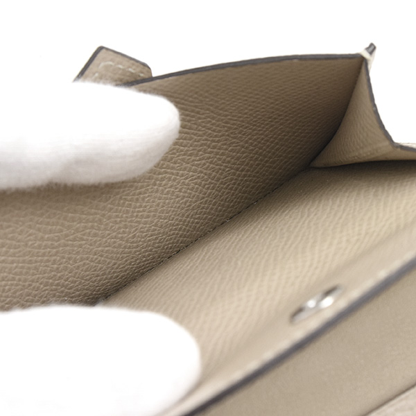 エルメス 財布 レディース ベアンミニ X刻 二つ折り コンパクトウォレット ヴォーエプソン トレンチ ベージュ系 HERMES 中古