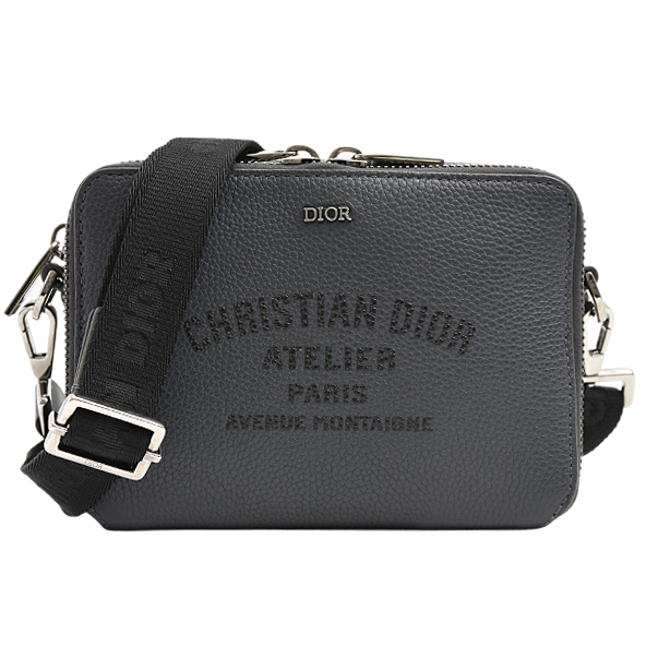 クリスチャンディオール バッグ ユニセックス アトリエ ミニショルダーバッグ レザー ダークグレー Christian Dior 2DSBC119 中古