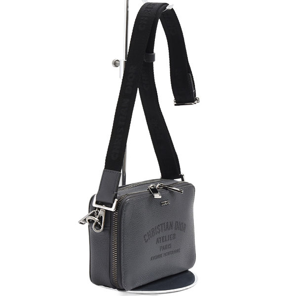 クリスチャンディオール バッグ ユニセックス アトリエ ミニショルダーバッグ レザー ダークグレー Christian Dior 2DSBC119 中古