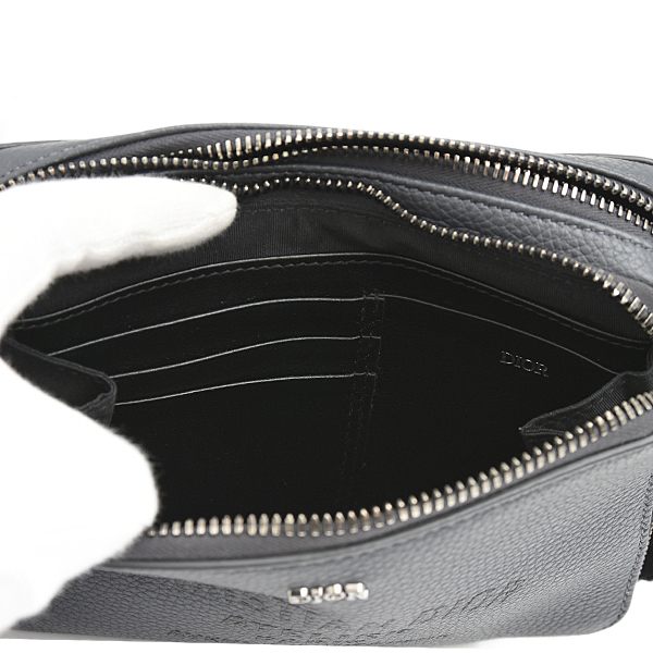 クリスチャンディオール バッグ ユニセックス アトリエ ミニショルダーバッグ レザー ダークグレー Christian Dior 2DSBC119 中古