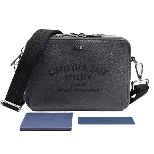 クリスチャンディオール バッグ ユニセックス アトリエ ミニショルダーバッグ レザー ダークグレー Christian Dior 2DSBC119 中古