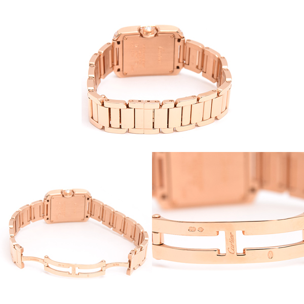 カルティエ 時計 レディース タンクアングレーズSM 2重ダイヤベゼル ピンクゴールド 750PG 電池式 Cartier WT100002 中古