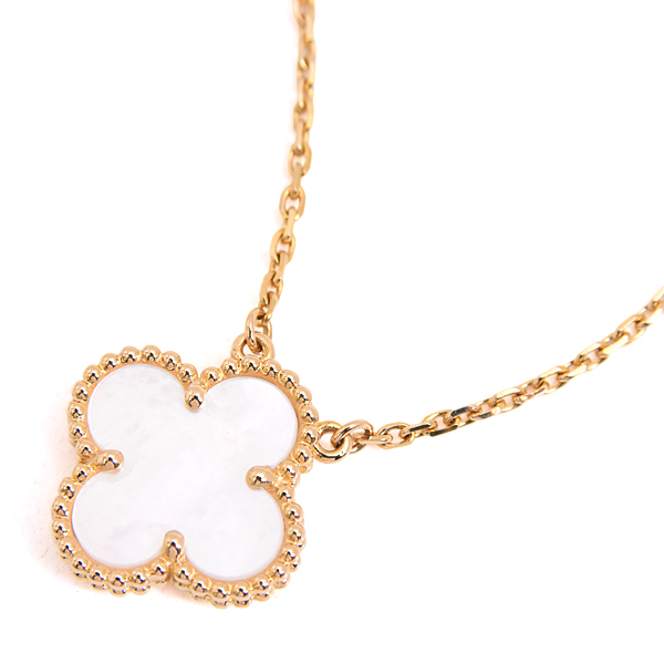 ヴァンクリーフ&アーペル ネックレス レディース ヴィンテージアルハンブラ ホワイトシェル ネックレス イエローゴールド Van Cleef & Arpels 750YG 中古