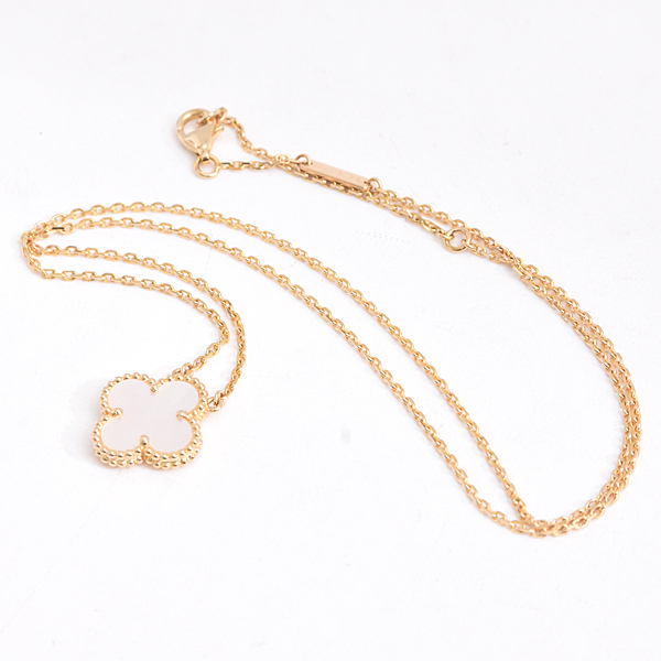 ヴァンクリーフ&アーペル ネックレス レディース ヴィンテージアルハンブラ ホワイトシェル ネックレス イエローゴールド Van Cleef & Arpels 750YG 中古