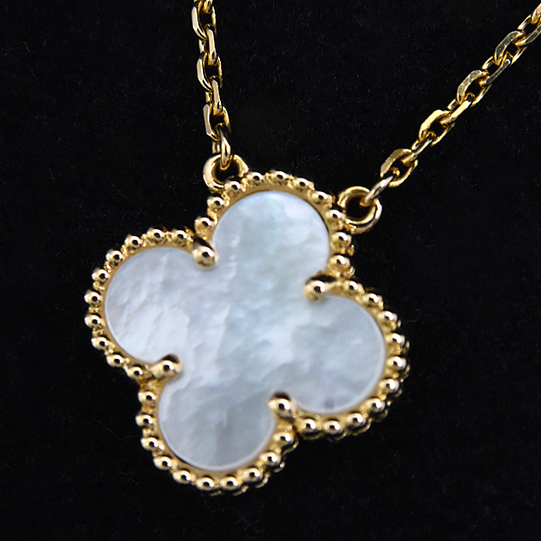 ヴァンクリーフ&アーペル ネックレス レディース ヴィンテージアルハンブラ ホワイトシェル ネックレス イエローゴールド Van Cleef & Arpels 750YG 中古