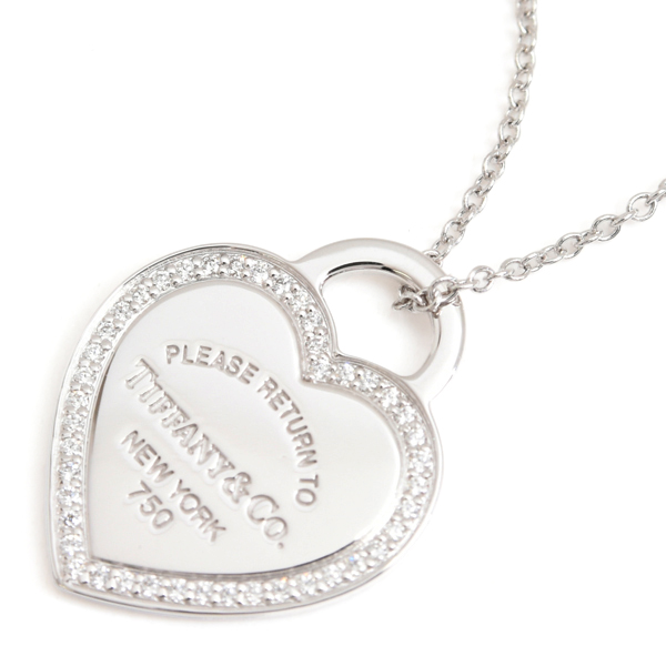 ティファニー ネックレス レディース リターントゥティファニー ハート ダイヤ ネックレス ホワイトゴールド TIFFANY 750WG 中古
