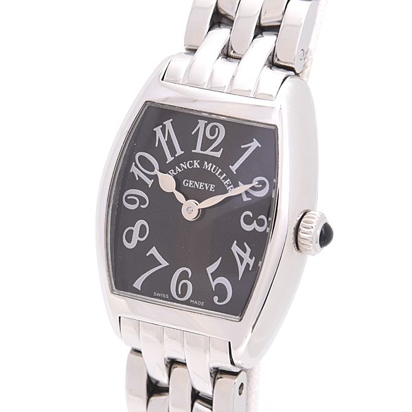 フランクミュラー 時計 レディース トノーカーベックス インターミディエ ブラック文字盤 電池式 ステンレス FRANCK MULLER 2252QZ SS 中古