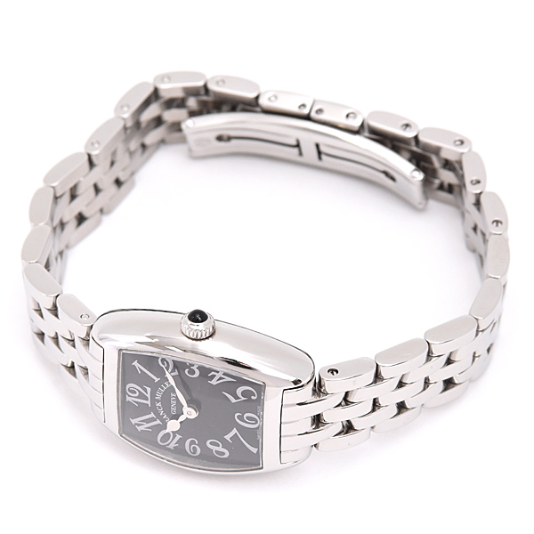 フランクミュラー 時計 レディース トノーカーベックス インターミディエ ブラック文字盤 電池式 ステンレス FRANCK MULLER 2252QZ SS 中古