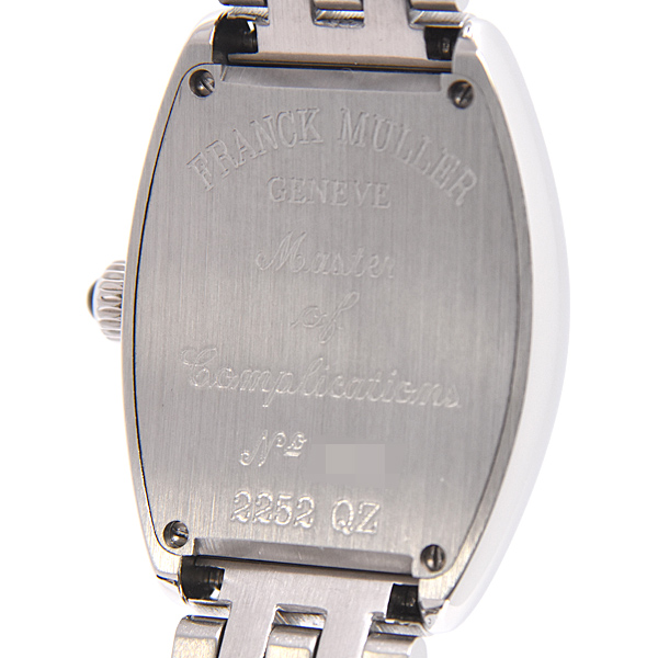 フランクミュラー 時計 レディース トノーカーベックス インターミディエ ブラック文字盤 電池式 ステンレス FRANCK MULLER 2252QZ SS 中古