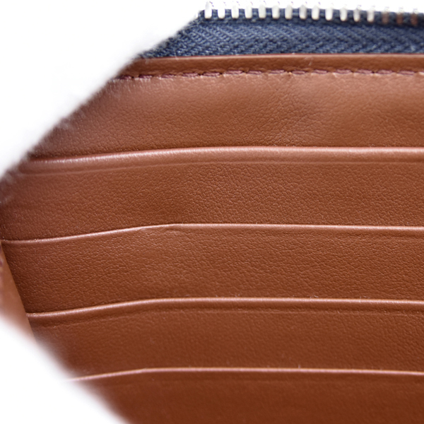 ボッテガヴェネタ 財布 メンズ カセット マキシイントレチャート ラウンドファスナー長財布 レザー ダークネイビー BOTTEGA VENETA 814649 VBWD5 中古