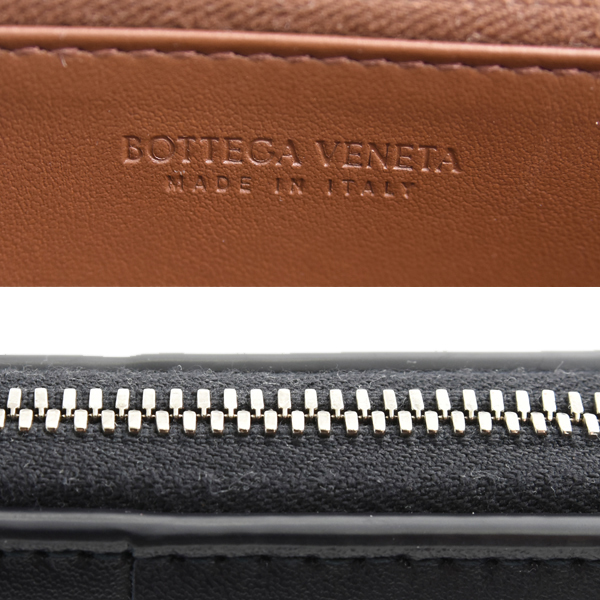 ボッテガヴェネタ 財布 メンズ カセット マキシイントレチャート ラウンドファスナー長財布 レザー ダークネイビー BOTTEGA VENETA 814649 VBWD5 中古