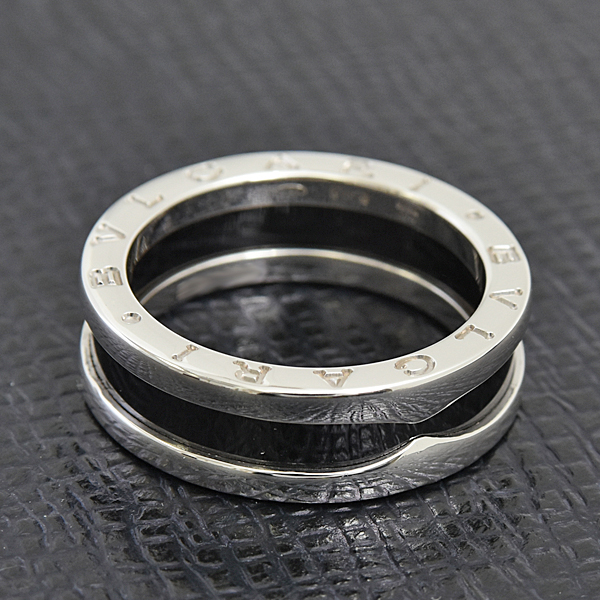 ブルガリ 指輪 メンズ ビー ゼロワン セーブ ザ チルドレン リング 刻印56 実測15号強 Ag925 セラミック シルバー BVLGARI B-ZERO1 中古