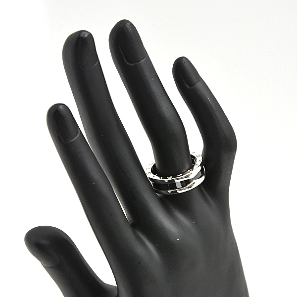 ブルガリ 指輪 メンズ ビー ゼロワン セーブ ザ チルドレン リング 刻印56 実測15号強 Ag925 セラミック シルバー BVLGARI B-ZERO1 中古