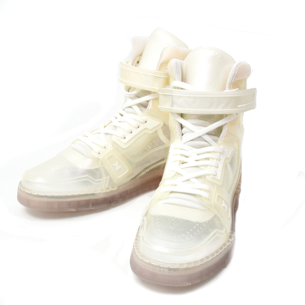 ルイヴィトン 靴 LVトレイナーライン ハイカットスニーカー サイズ10 JP28.5cm クリア ホワイト 1A5WJ1 Louis Vuitton 中古