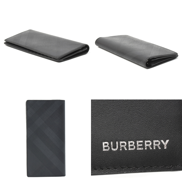 バーバリー 財布 メンズ キャベンディッシュ ロンドチェック 二つ折り 長財布 PVC ブラック系 8014479 BURBERRY 中古