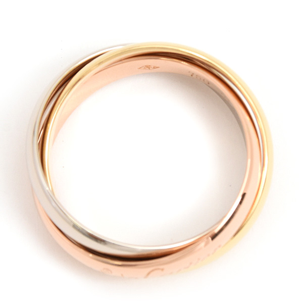 カルティエ 指輪 レディース トリニティ リング 3連 53号 実寸13号強 3.2mm ゴールド Cartier 750YG×WG×PG 中古