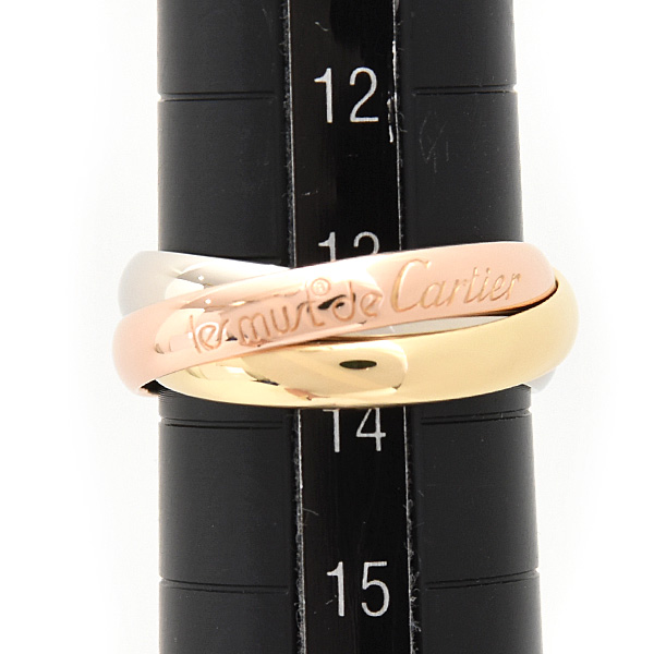 カルティエ 指輪 レディース トリニティ リング 3連 53号 実寸13号強 3.2mm ゴールド Cartier 750YG×WG×PG 中古