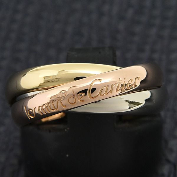カルティエ 指輪 レディース トリニティ リング 3連 53号 実寸13号強 3.2mm ゴールド Cartier 750YG×WG×PG 中古