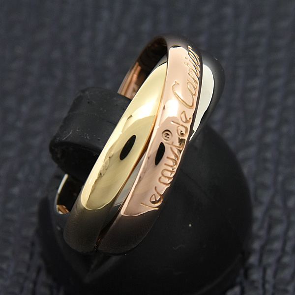 カルティエ 指輪 レディース トリニティ リング 3連 53号 実寸13号強 3.2mm ゴールド Cartier 750YG×WG×PG 中古