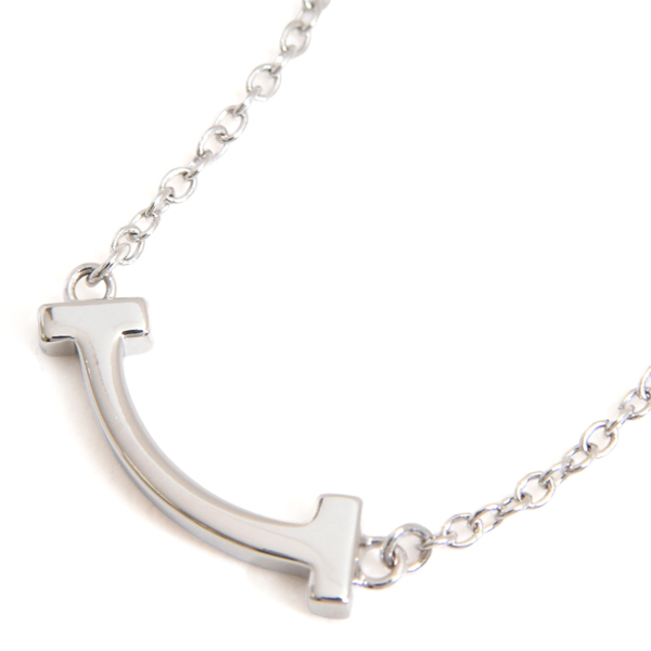 ティファニー ネックレス レディース Tスマイル ミニ ネックレス ホワイトゴールド TIFFANY 750WG 中古