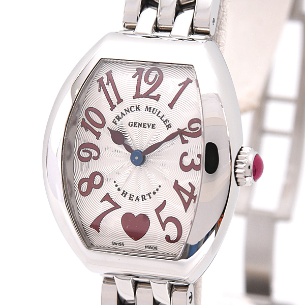 フランクミュラー 時計 レディース ハート トゥ ハート 電池式 日本限定500本 シルバー文字盤 ステンレス FRANCK MULLER 5002SQZC6HJ 中古