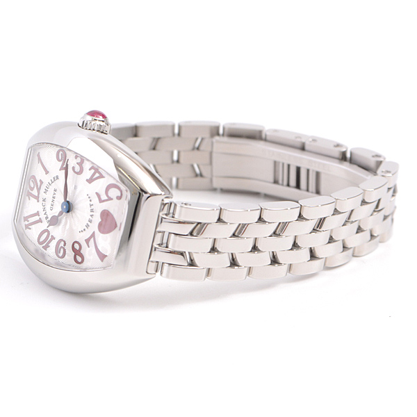 フランクミュラー 時計 レディース ハート トゥ ハート 電池式 日本限定500本 シルバー文字盤 ステンレス FRANCK MULLER 5002SQZC6HJ 中古